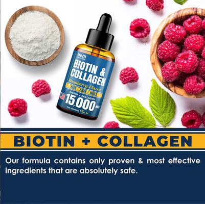 Colagênio líquido oral da biotina do OEM para gotas colagênio e biotina líquidos da saúde do crescimento e da pele do cabelo