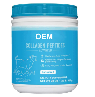 Os Peptides do colagênio da fonte do OEM pulverizam com ácido hialurónico e vitamina C 20 onças Unflavored 10 onças