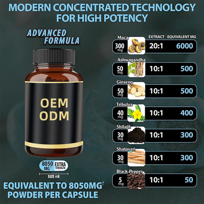 Do vegetariano macagan de alta qualidade de Ashwagandha das cápsulas da pimenta preta do OEM energia macagan orgânica do pó