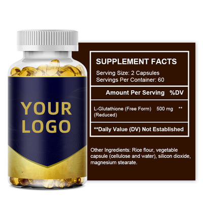 A glutatione 500mg da venda por atacado 60pcs do OEM encerra a pele da beleza que clarea a cápsula da glutatione do produto
