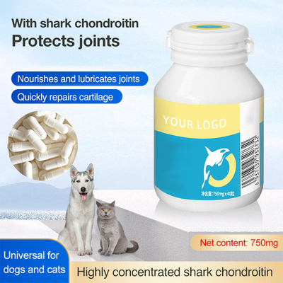 cápsulas nutritivas do Chondroitin do tubarão da concentração alta do OEM dos suplementos ao animal de estimação 750mg/Pc