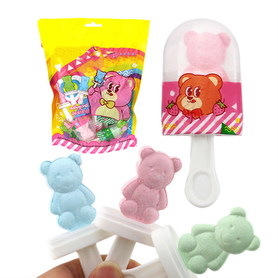 Doces prensados ​​ensacados ursinho de pelúcia pirulito/comprimido de ursinho pirulito doces OEM