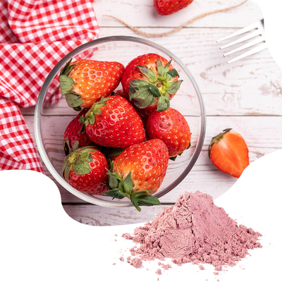 Pó cor-de-rosa da morango do OEM da bebida contínua do extrato do fruto fresco da planta