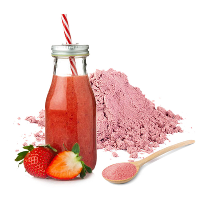 Pó cor-de-rosa da morango do OEM da bebida contínua do extrato do fruto fresco da planta
