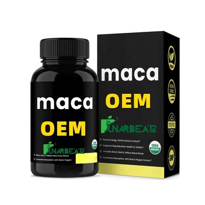 Pílulas de maca preta oem produtos de saúde masculinos maca em pó preto homens usam maca ultimate plus