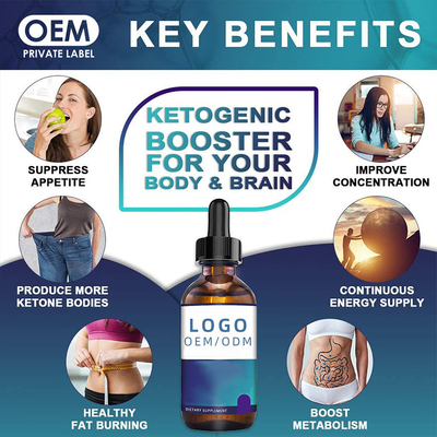 30ml Biotina Colágeno Gotas Emagrecedoras BHB Keto Gotas OEM Oil Seed Herbal Extract Óleo Essencial