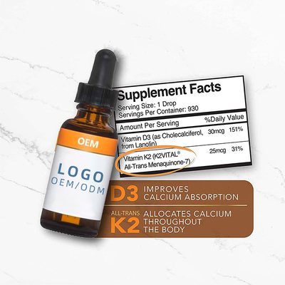 Toda a não vitamina natural D3 do OEM de GMO com gotas K2 líquidas