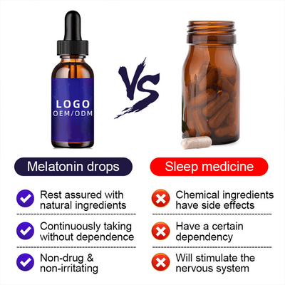 o colagênio da biotina de 50ml 5Mg deixa cair o Melatonin natural do OEM deixa cair o auxílio adulto do sono da noite