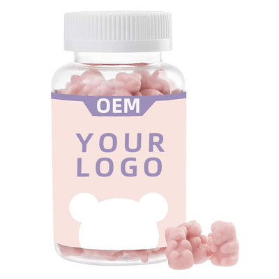 A saúde do cabelo suplementa a biotina das vitaminas das mulheres a extensão cor-de-rosa do cabelo do veganformula do ácido fólico dos gummies do urso de peluche