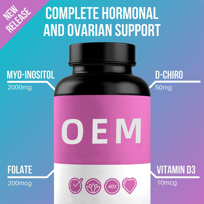Suplementos ao apoio da hormona das anti mulheres da fadiga com suplemento Folate à vitamina D3 do Inositol de D-Chiro