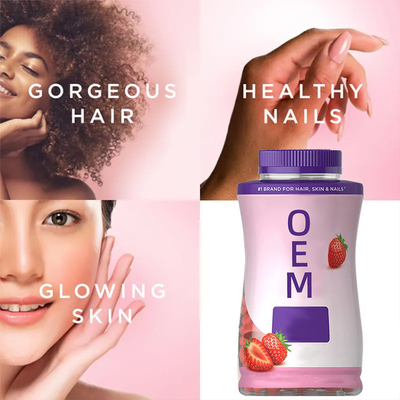 Crescimento do cabelo Morango Vitaminas Gomes Custom Label Privado